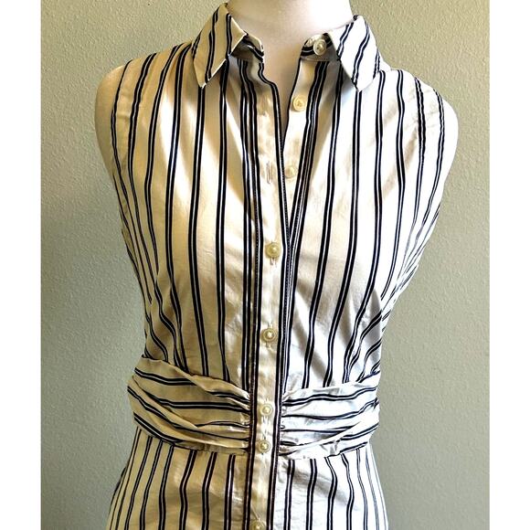 Banana Republic striped Tiered Midi Dress XS/S Button Down Preppy Nautical Sz 0 - Picture 3 of 11